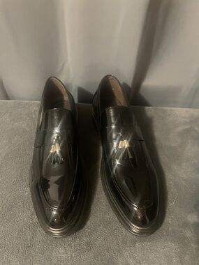 Men's Black Patent Tassel Slip-On Loafers – Polished Dress Loafers